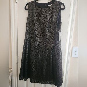 Eva Mendes for New York & Company Black and Gold Midi Dress